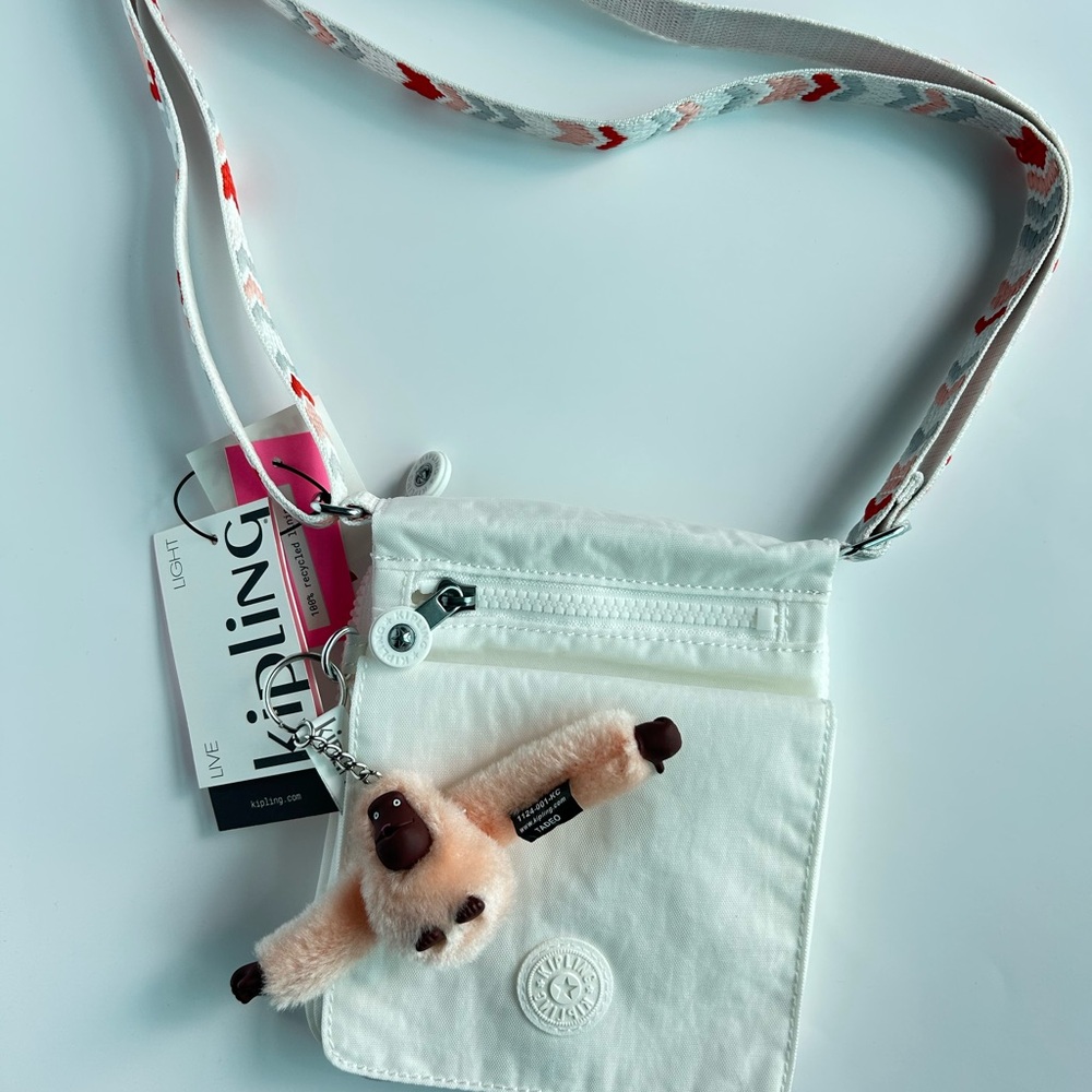 Kipling Cream Kids Bag with Fun Monkey Charm